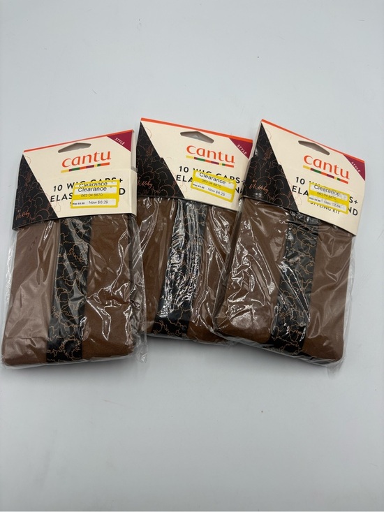 Accessories - 3 Pack Cantu 10 Wig Caps & Elastic Band Brown Styling Kit Melissa Koby